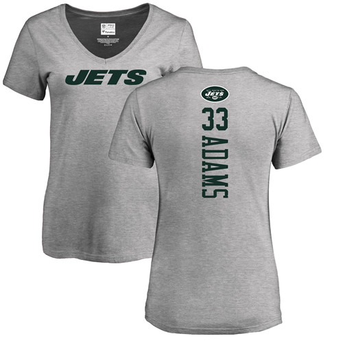 New York Jets Ash Women Jamal Adams Backer NFL Football #33 T Shirt->nfl t-shirts->Sports Accessory